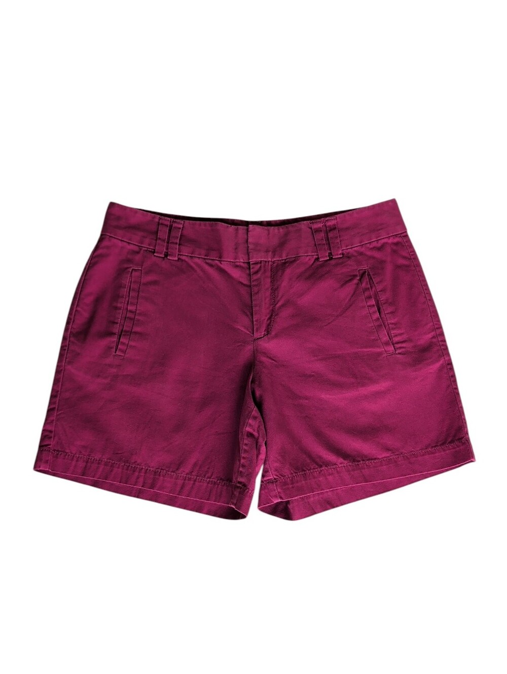Ann Taylor Loft Flat Front Riviera Chino Shorts 6 Magenta Pink/Plum Shade Pocket